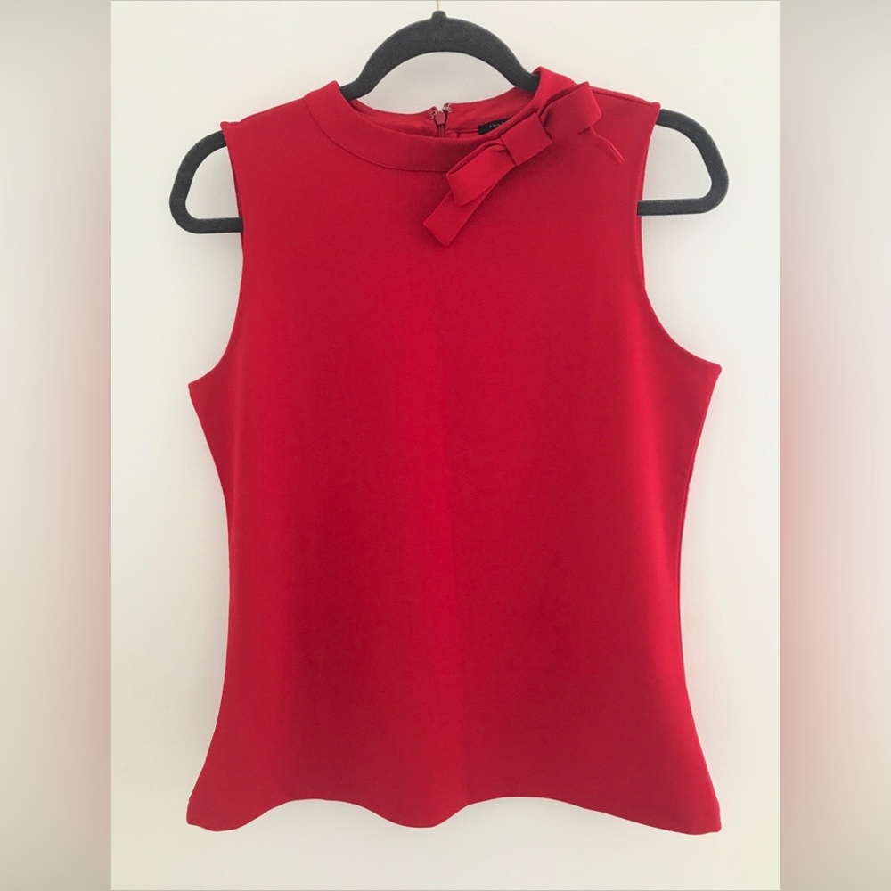 Ann Taylor Petite`s Red Tie Detail Neck Blouse Tank Top size MP